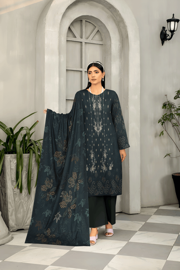 3pc Bana Dora Embroidery Dhanak Price of 10 Dress ( 1 Set )