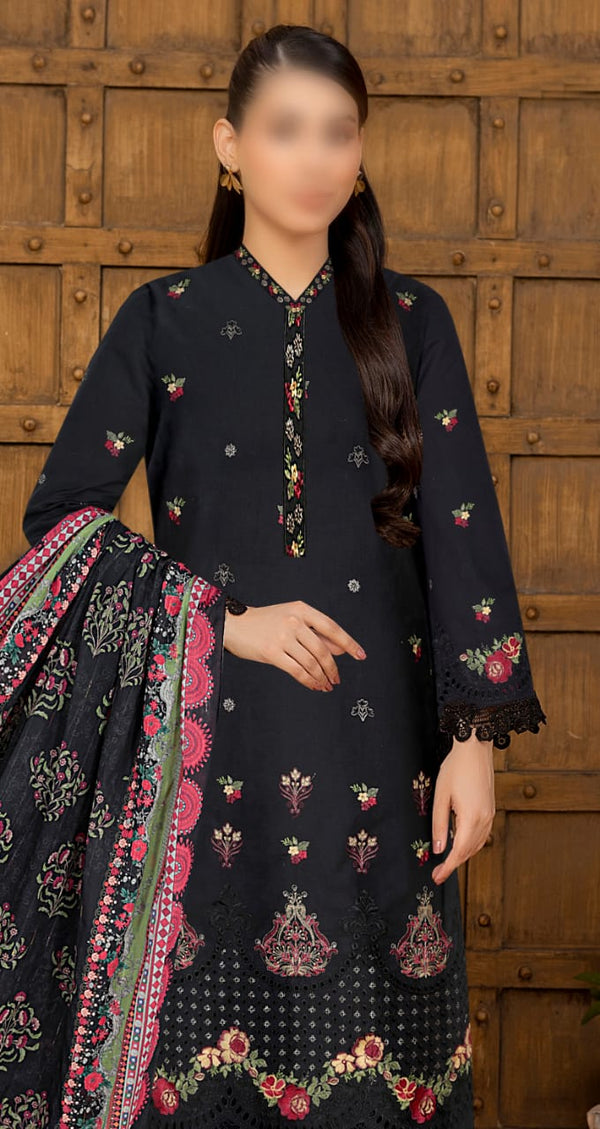 Eid Collection 3pc Chicken Kari Bareeze Lawn Price of 9 Dress (1 Set)