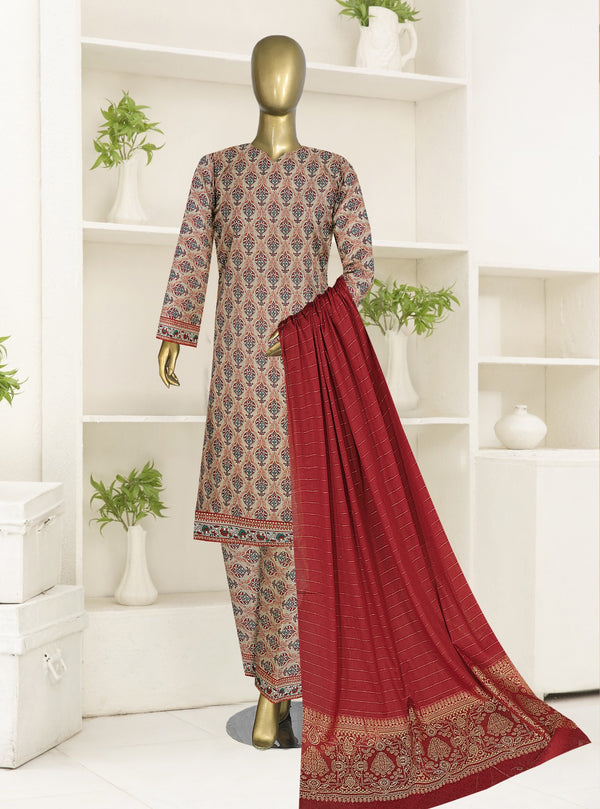 10 Dress Price - 3pc Allover Lawn Brosha Dupatta Price of 10 Dress (1 Set)