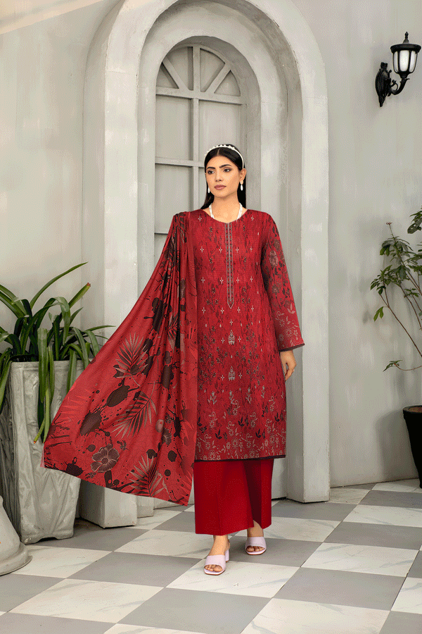 3pc Bana Dora Embroidery Dhanak Price of 3 Dress ( 1 Set )