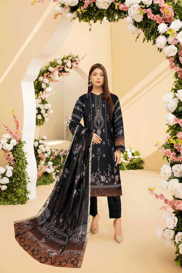 New Volume 3PC Embroidery  Lawn  Price of 10 Dress (1 Set)