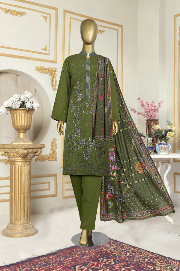 Sale offer 3pc Embroidery Sapphire Cotton Price of 3 Dress ( 1 Set )