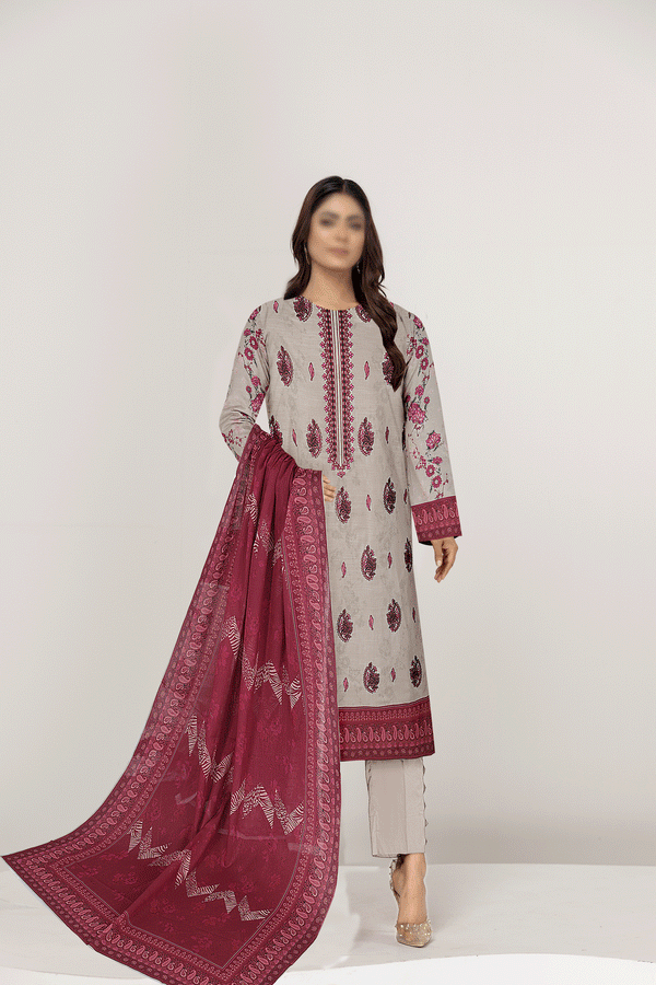 Super Offer 3pc Crystal Luxury Embroidered Lawn Price of 6 Dress (1 Set)