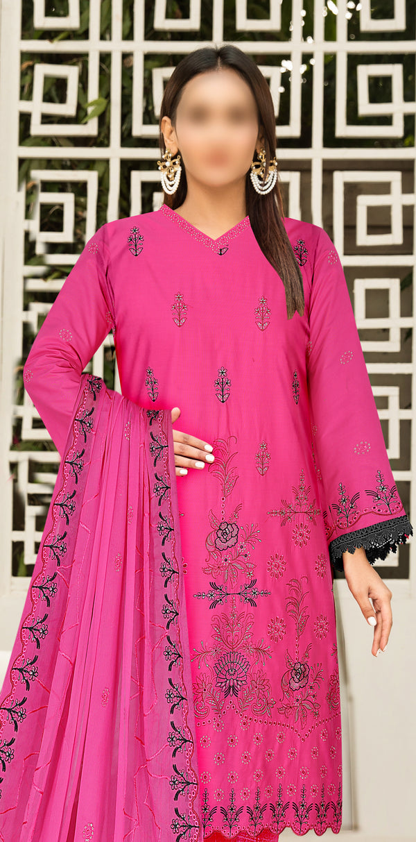 Small Volume 3pc Luxury Embroidery Lawn Price of 2 Dress (1 Set)