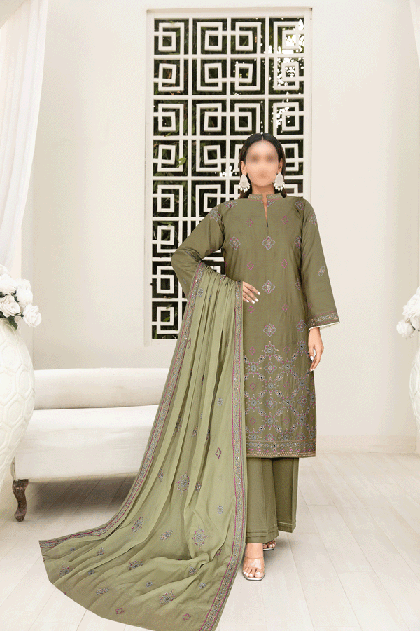 Small Volume 3pc Luxury Embroidery Lawn Price of 3 Dress (1 Set)