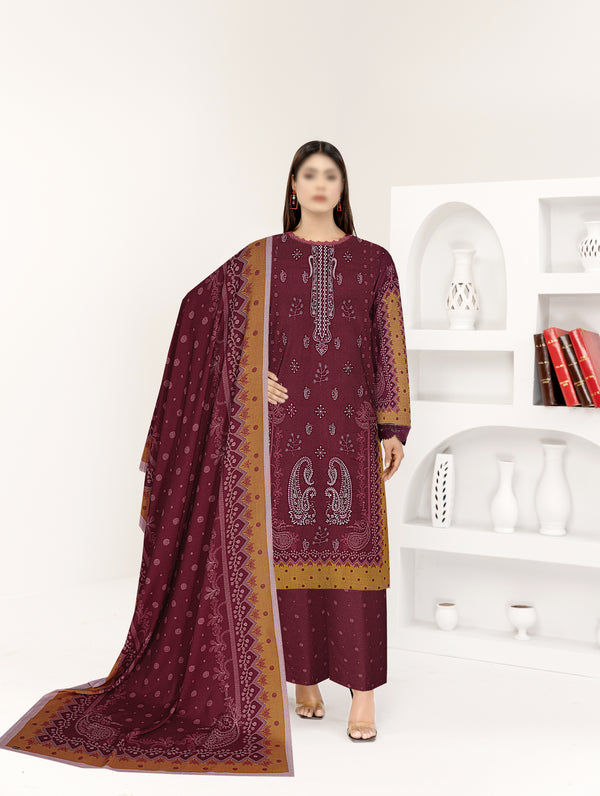 3pc Pashmina Embroidery Dhanak Price of 3 Dress ( 1 Set )