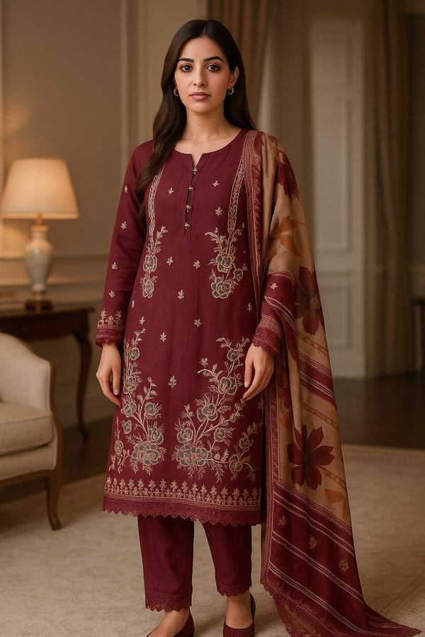 3pc Stitched Suit Fancy Wear Price of 2 Dress ( 1 Set )