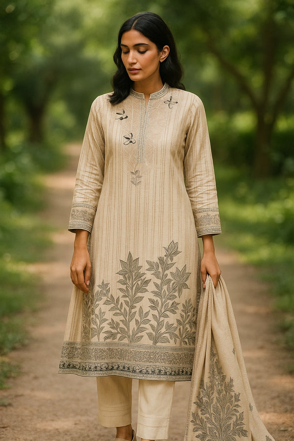 Super offer 3pc Barosha Banarsi Karandi Price of 3 Dress ( 1 Set )