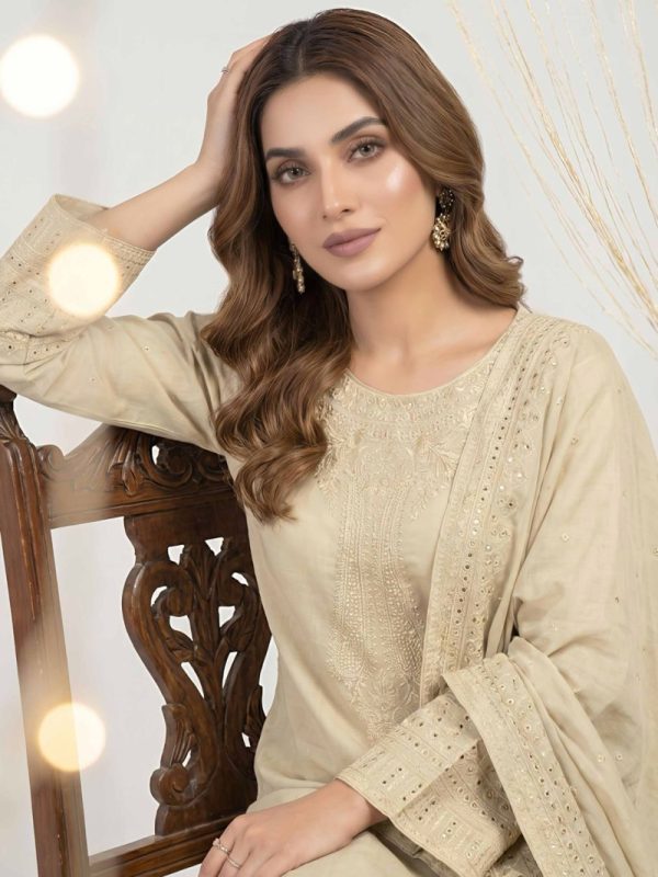 3-Piece Premium Embroidered Lawn Suit with Voile Embroidered Dupatta | Summer Collection | View | Bin Nisar Pakistani Clot...