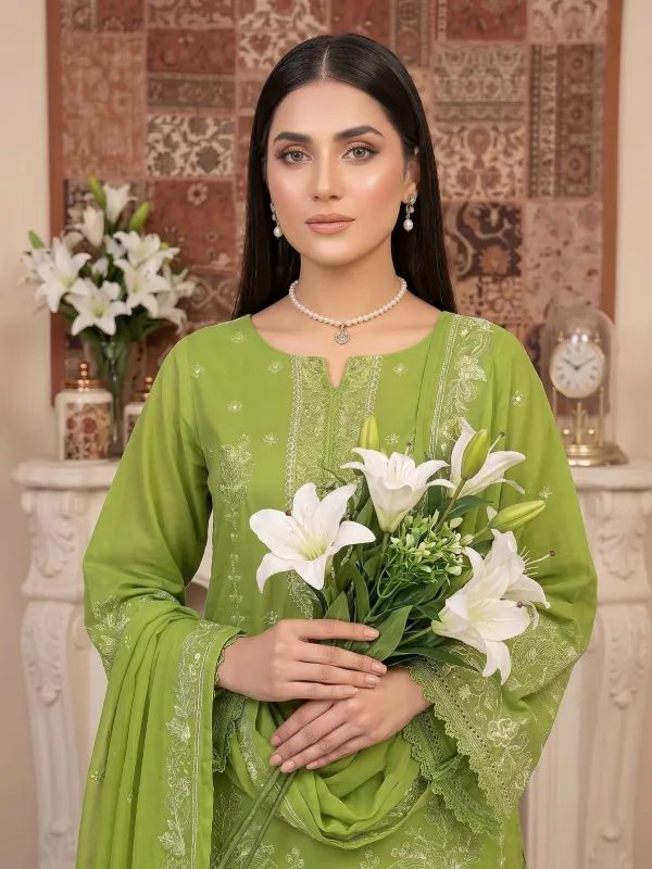3PC Embroidery Lawn With Voil Emb Dupatta | Summer Collection | View | Bin Nisar Pakistani Clothing