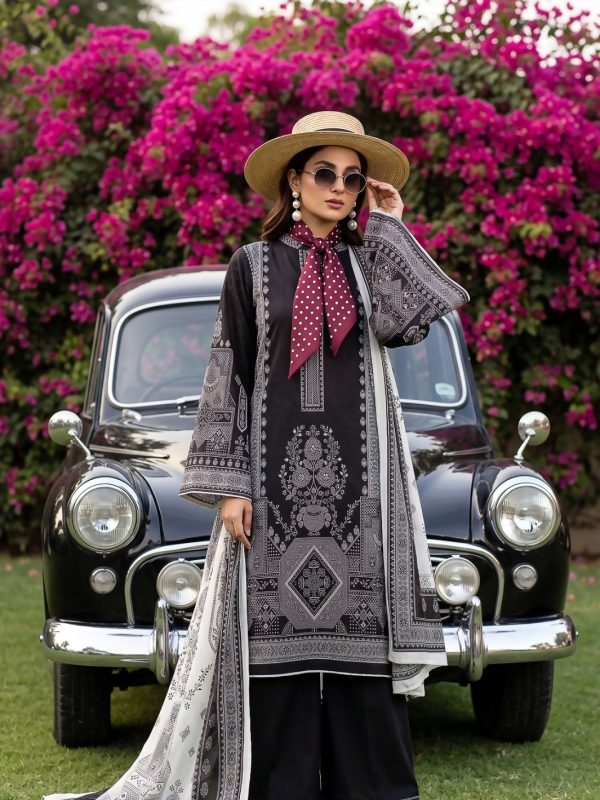 3PC Black Lawn Suit | Bin Nisar Pakistani Clothing