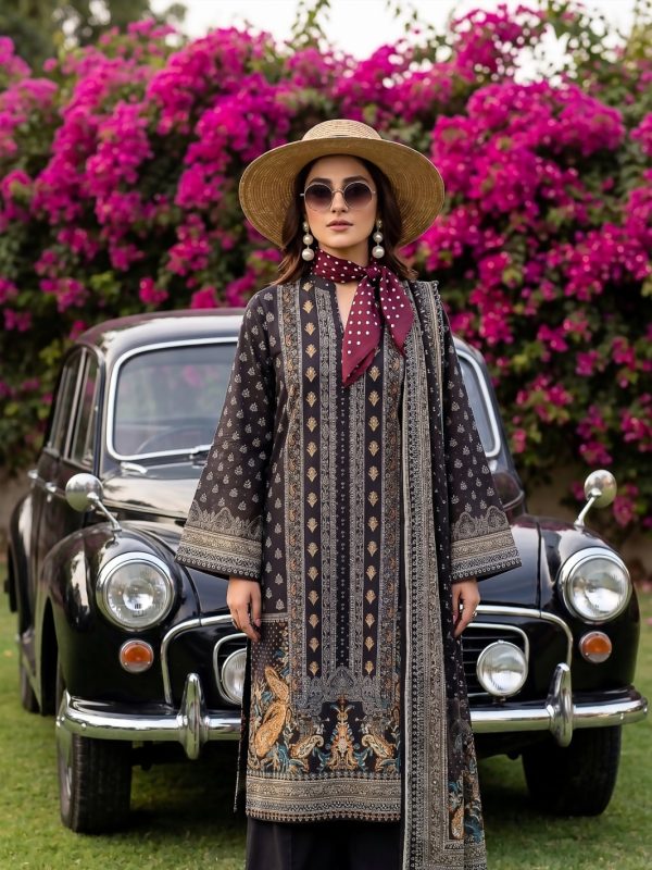 3PC Black Lawn Suit | Bin Nisar Pakistani Clothing