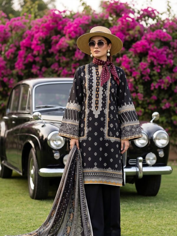 3PC Black Lawn Suit | Bin Nisar Pakistani Clothing