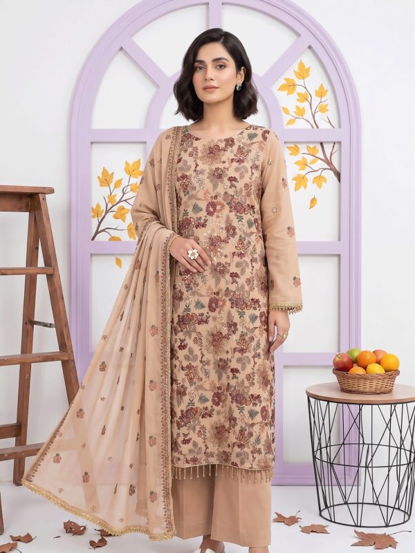 3PC Party Wear Shafoon Fully Embroidered Stitched Suit | Bin Nisar Pakistani Clothing