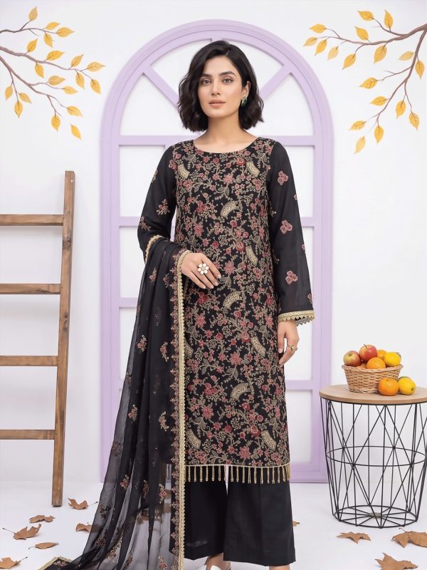 3PC Party Wear Shafoon Fully Embroidered Stitched Suit | Bin Nisar Pakistani Clothing