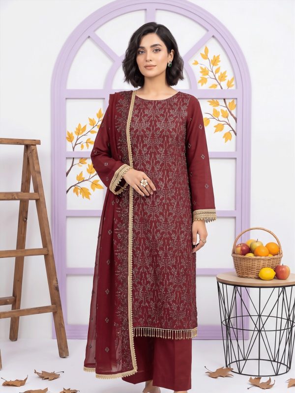 3PC Party Wear Shafoon Fully Embroidered Stitched Suit | Bin Nisar Pakistani Clothing