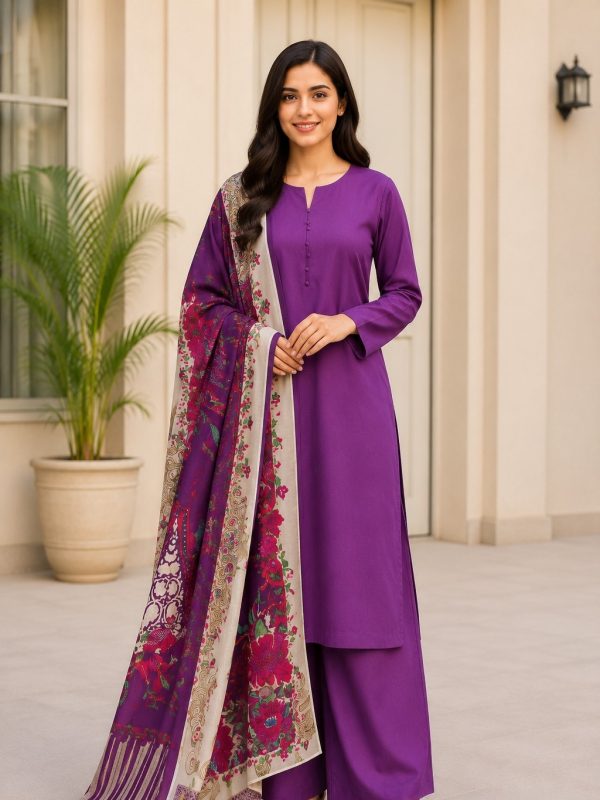 3PC Lawn With Print Dupatta in Purple | Summer Collection | Bin Nisar Pakistani Clothing
