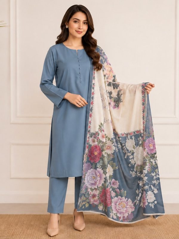 3PC Lawn With Print Dupatta | Bin Nisar Pakistani Clothing