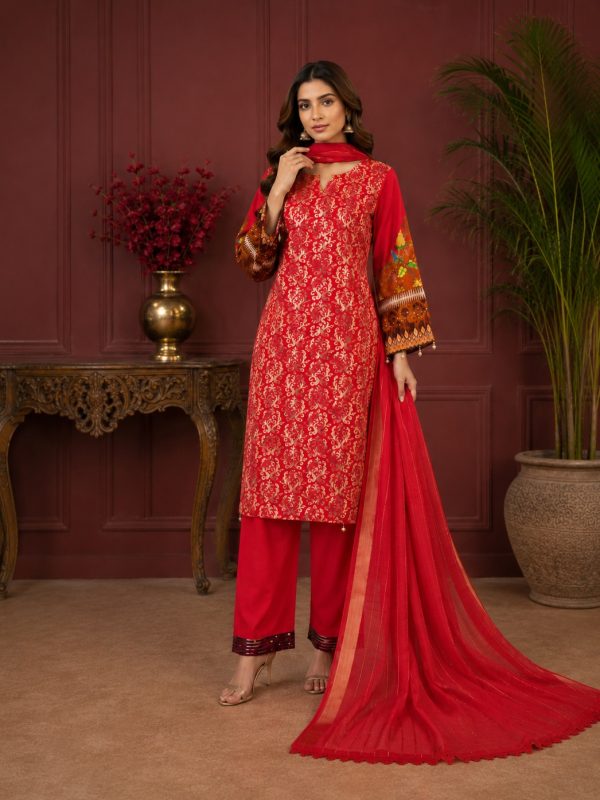 3PC Digital Fully EMB Paper Print Lawn | Bin Nisar Pakistani Clothing