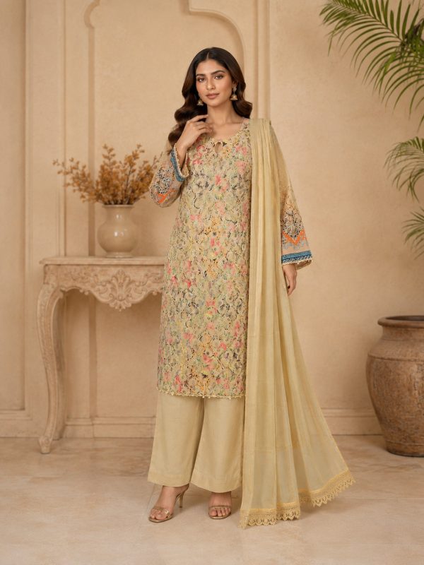 3PC Digital Fully EMB Paper Print Lawn | Summer Collection | Bin Nisar Pakistani Clothing