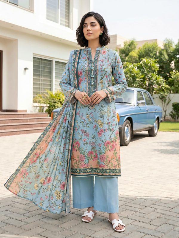 3PC Crystal Printed Lawn | Bin Nisar Pakistani Clothing
