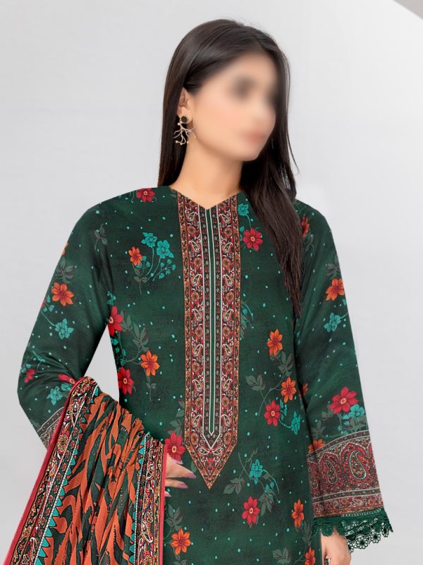 3PC Crystal Embroidered Slub Lawn With Voil Dupatta | Summer Collection | View | Bin Nisar Pakistani Clothing