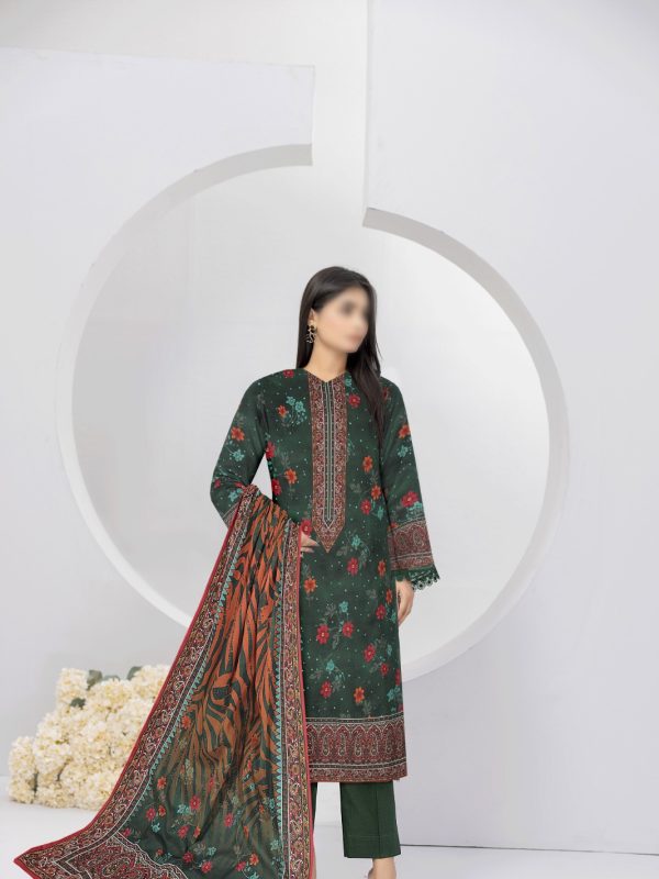3PC Crystal Embroidered Slub Lawn With Voil Dupatta | Summer Collection | Bin Nisar Pakistani Clothing