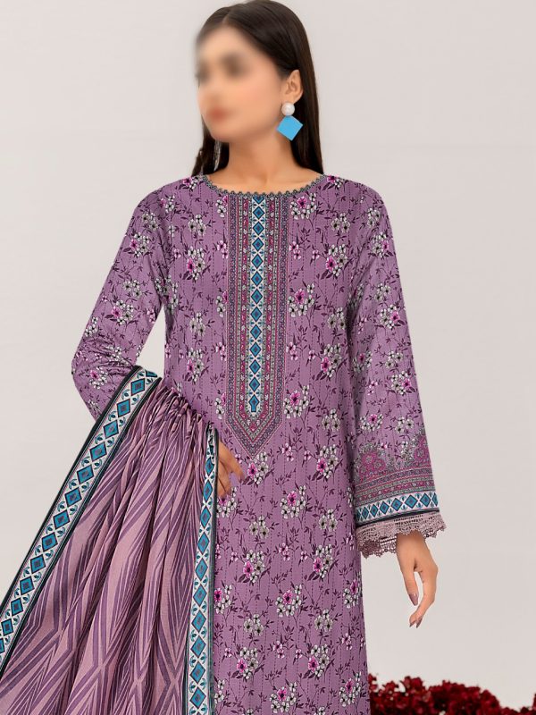 3PC Crystal Embroidered Slub Lawn With Voil Dupatta | Summer Collection | View | Bin Nisar Pakistani Clothing