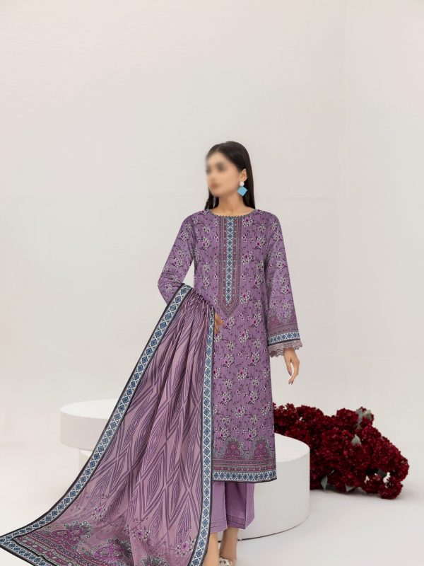 3PC Crystal Embroidered Slub Lawn With Voil Dupatta | Summer Collection | Bin Nisar Pakistani Clothing