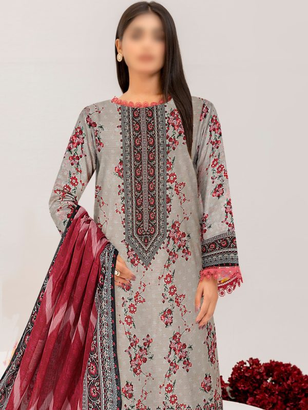 3PC Crystal Embroidered Slub Lawn With Voil Dupatta | Summer Collection | View | Bin Nisar Pakistani Clothing