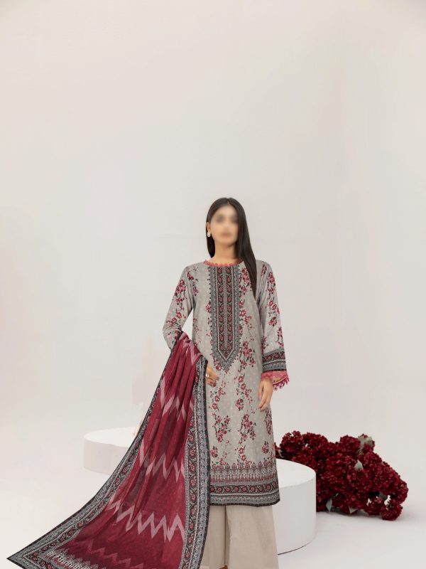 3PC Crystal Embroidered Slub Lawn With Voil Dupatta | Summer Collection | Bin Nisar Pakistani Clothing