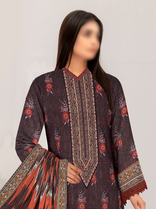 3PC Crystal Embroidered Slub Lawn With Voil Dupatta | Summer Collection | View | Bin Nisar Pakistani Clothing