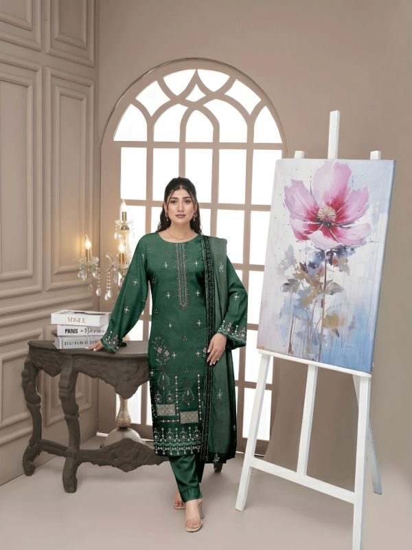 3PC Luxury Embroidery Lawn With Bamber Dupatta | Summer Collection | Bin Nisar Pakistani Clothing