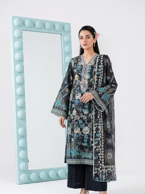 3PC Crystal Embroidered Lawn | Bin Nisar Pakistani Clothing