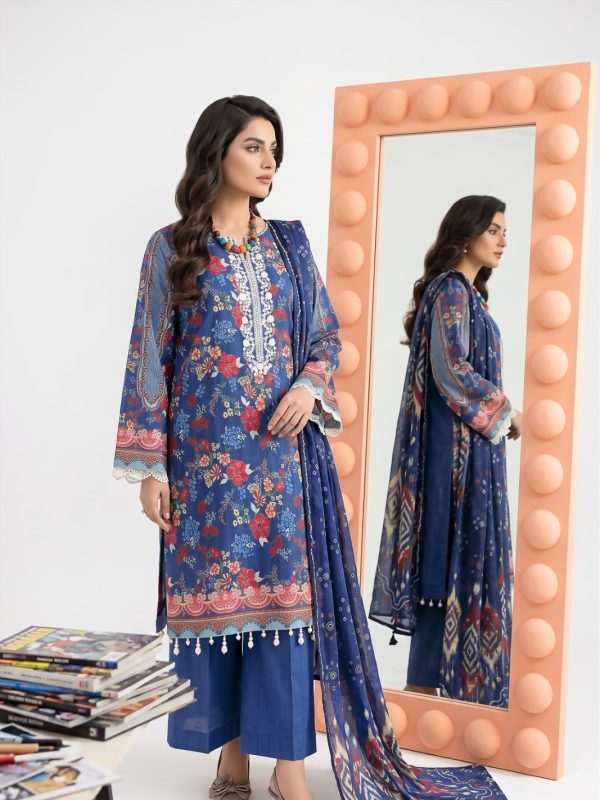 3PC Crystal Embroidered Lawn | Bin Nisar Pakistani Clothing