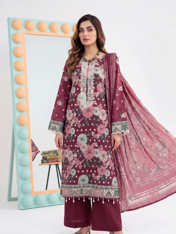 3PC Crystal Embroidered Lawn | Bin Nisar Pakistani Clothing