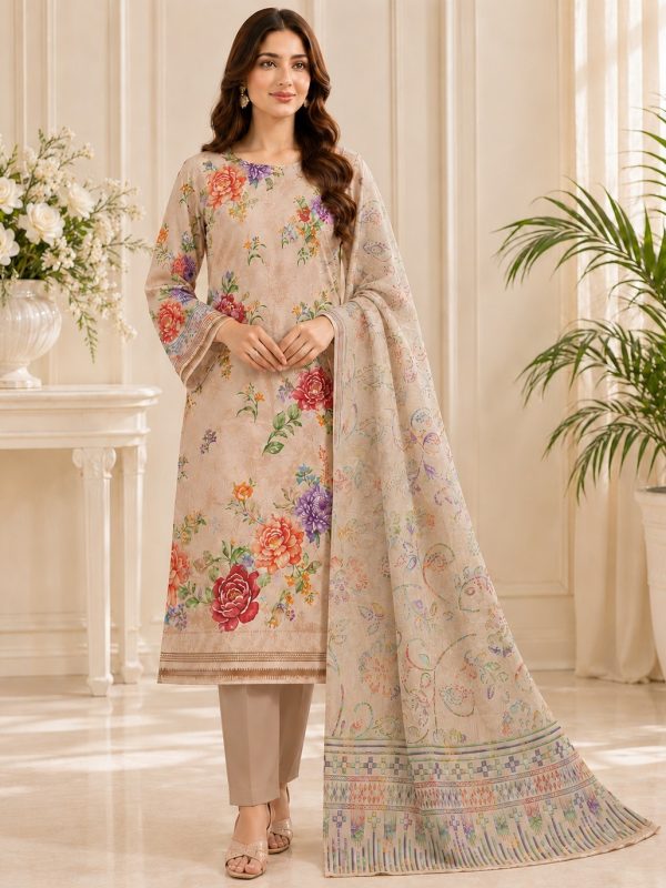 3PC Skin Printed Lawn Suit | Bin Nisar Pakistani Clothing
