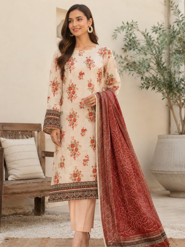 3PC Skin Printed Lawn Suit | Bin Nisar Pakistani Clothing