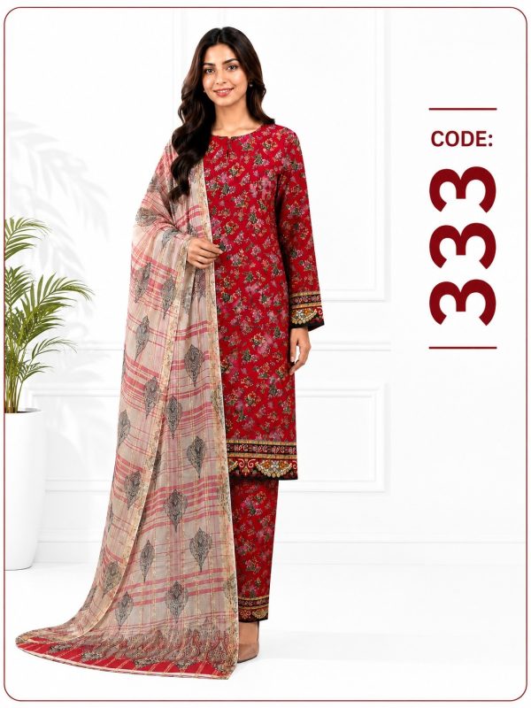 3PC Crystal Allover Printed Lawn Suit | Summer Collection | Bin Nisar Pakistani Clothing