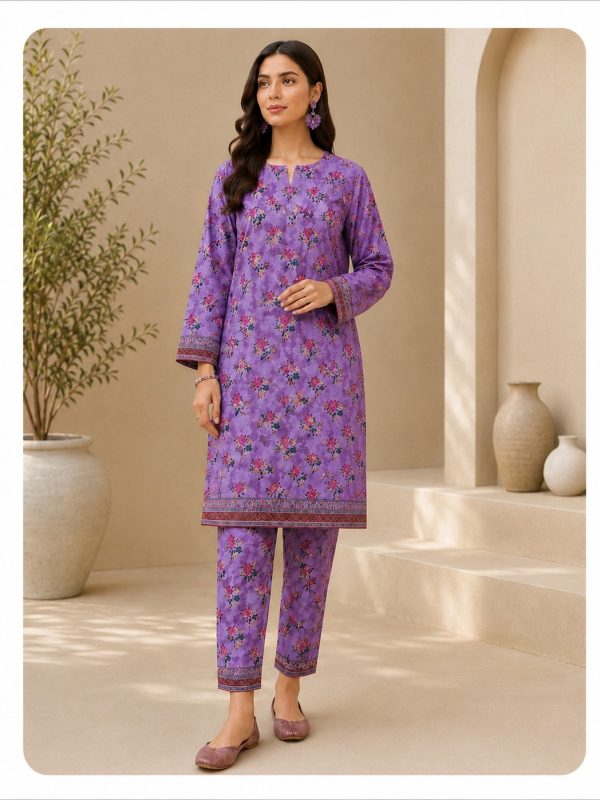 2PC Print Crystal Allover Lawn | Summer Collection | Bin Nisar Pakistani Clothing