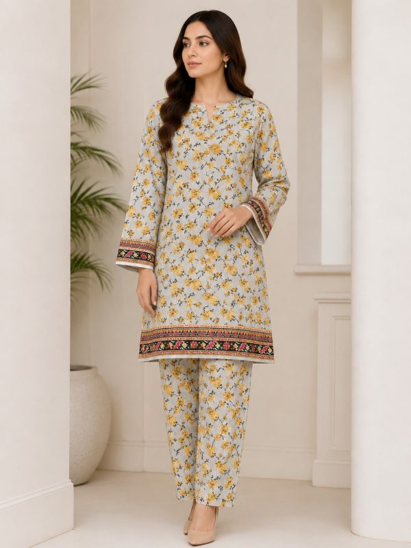 2PC Print Crystal Allover Lawn | Summer Collection | Bin Nisar Pakistani Clothing