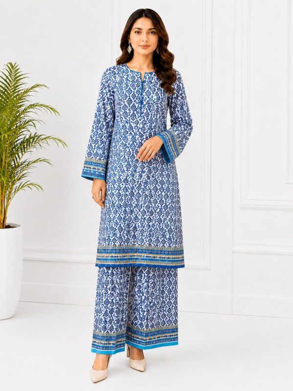 2PC Print Crystal Allover Lawn | Bin Nisar Pakistani Clothing