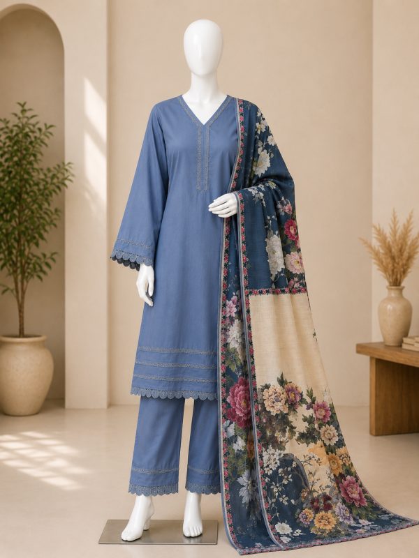 STITCHED 3PC COTTON SUIT WITH PRINT DUPATTA | Summer Collection | Bin Nisar Pakistani Clothing