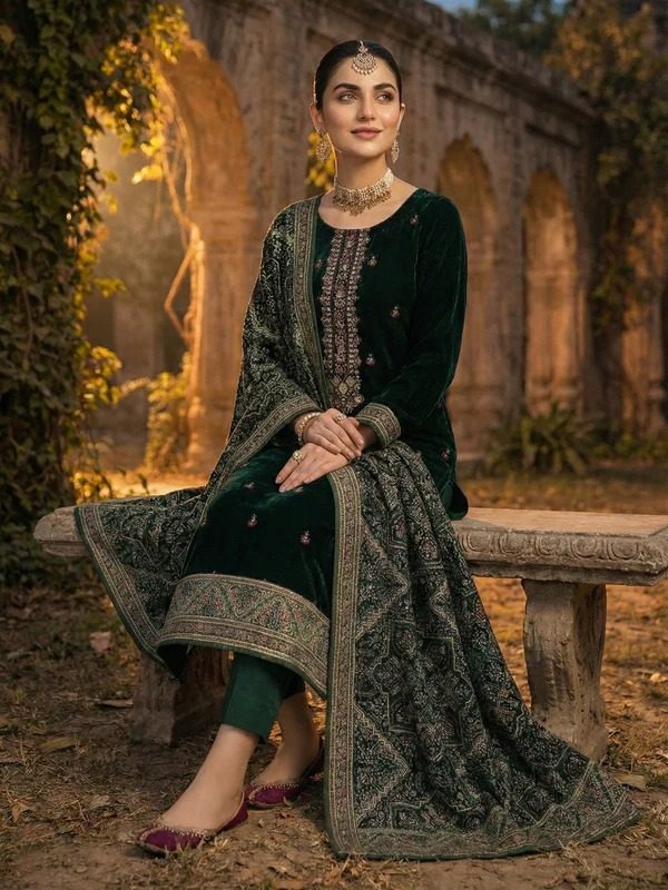 3PC VELVET PARTY WEAR | Bin Nisar Pakistani Clothing