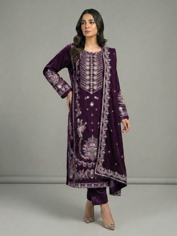3PC VELVET PARTY WEAR | Bin Nisar Pakistani Clothing